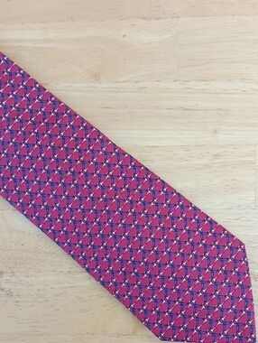 Brooks Brothers Pink Geometric Silk *PRINT* Tie with Blue Accents